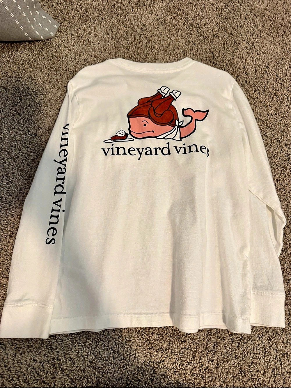 Vineyard Vines Turkey Whale Long-Sleeve Pocket Tee White